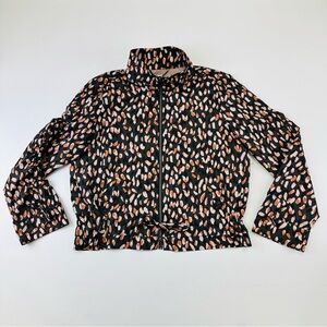 Marc Cain print womens windbreaker Medium zip front ruched sleeve casual